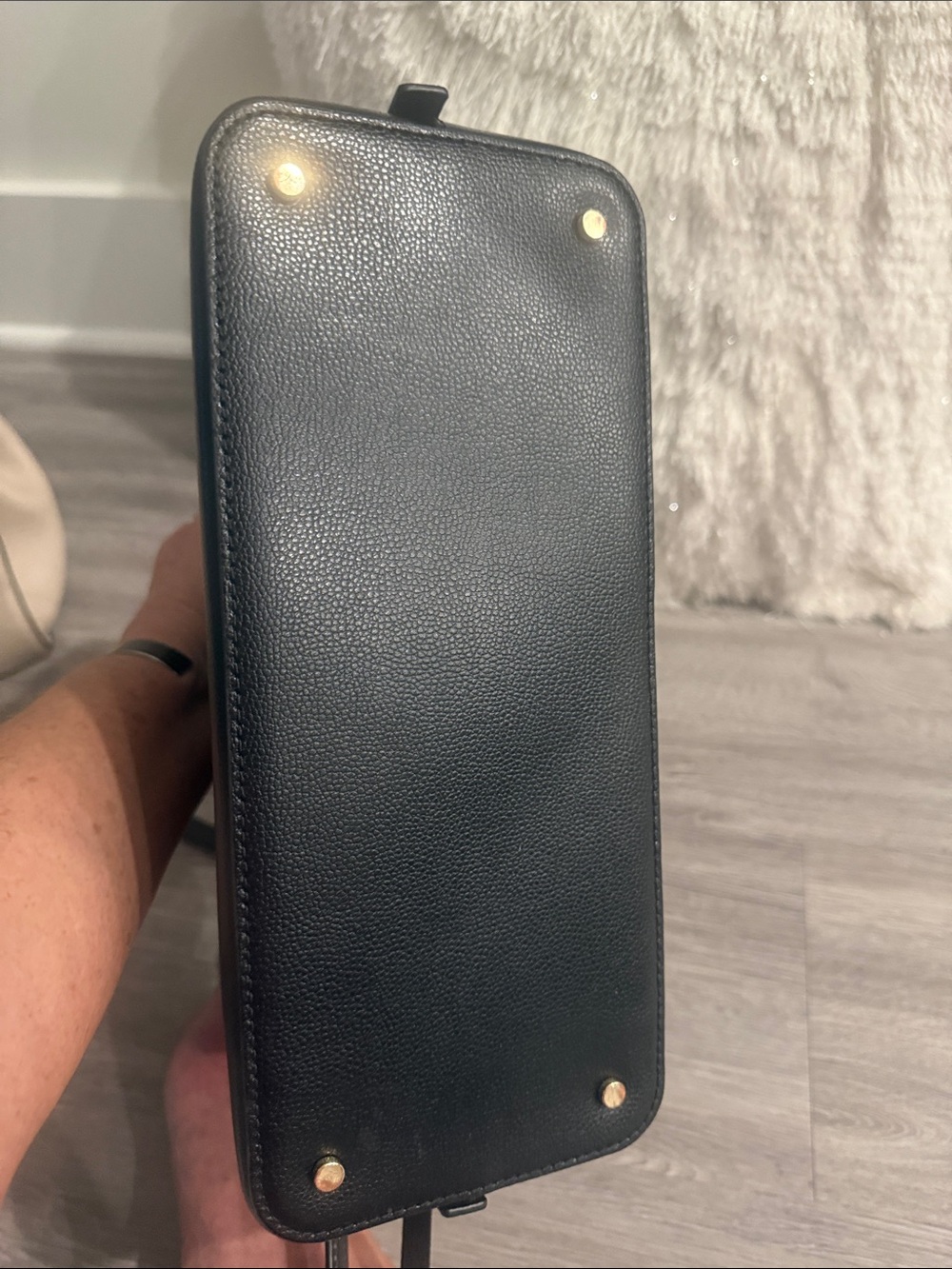 Kate Spade Black Leather Dome Satchel with Gold Hardware and Crossbody Strap - Picture 4 of 4